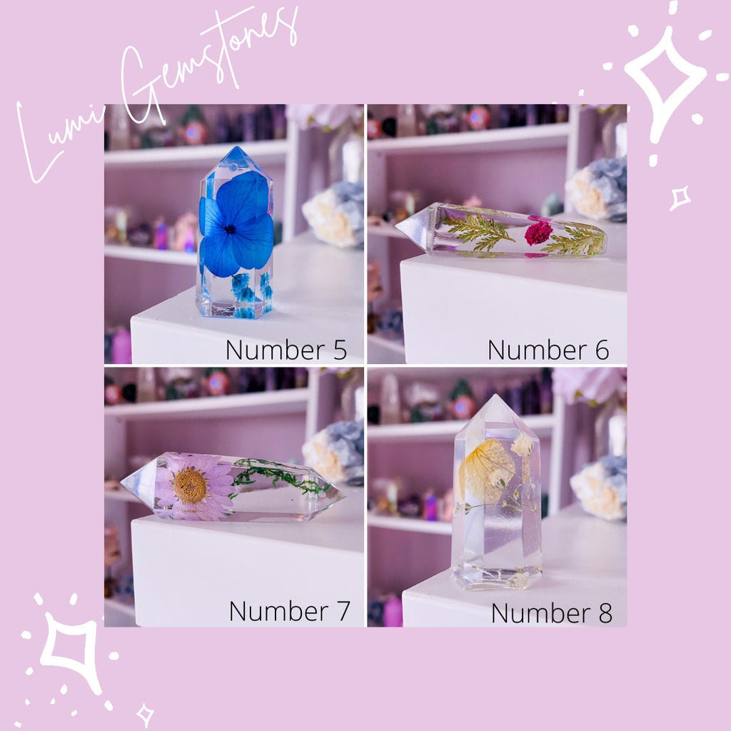 SALE! Handmade Resin Towers With Dried Florals / Altar Decor, Home Decor, Dried Flowers / Resin Crystal Tower / Resin Art, Resin Creation - Premium  from My Store - Just £9.95! Shop now at Lumi Gemstones