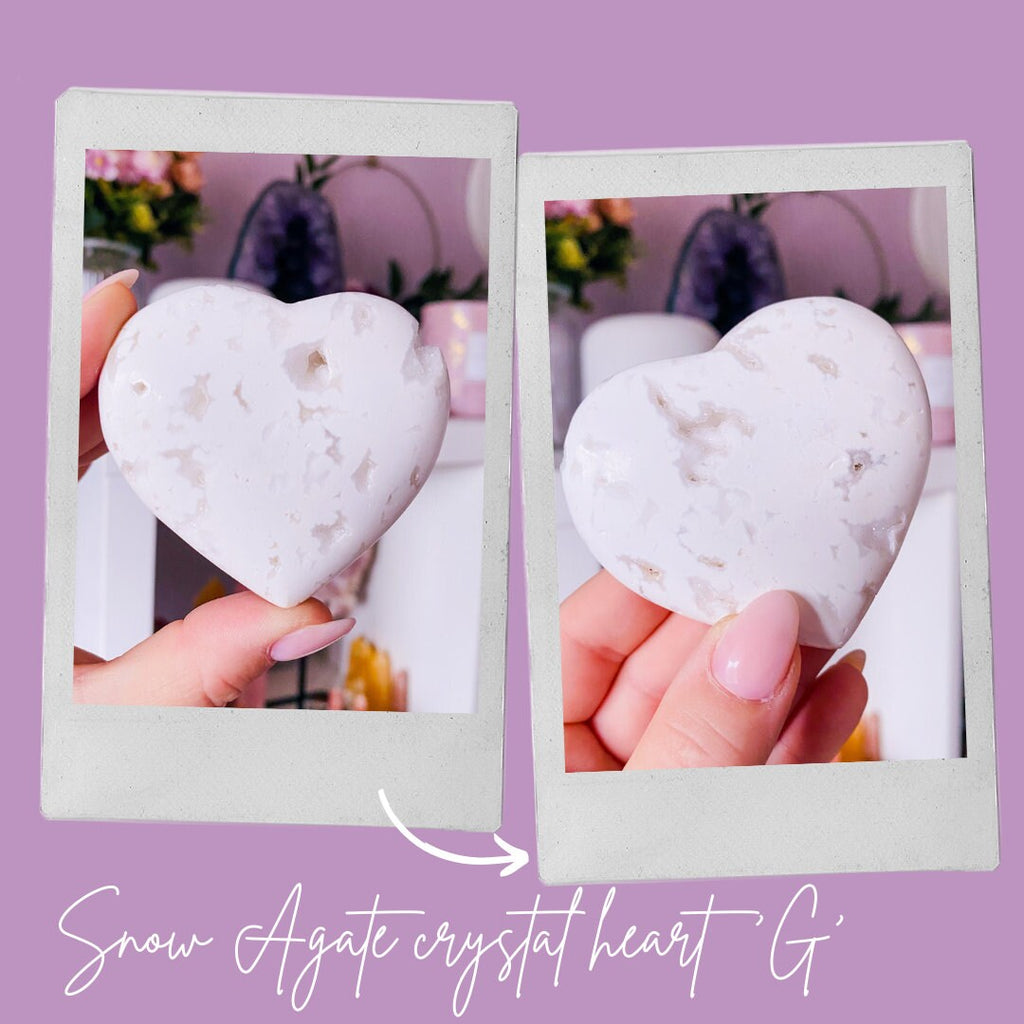 SALE! Snow Druzy Agate Crystal Hearts / Releases Negativity, Stress & Tension / Encourages Spiritual + Angelic Communication / Purity - Premium  from My Store - Just £42! Shop now at Lumi Gemstones