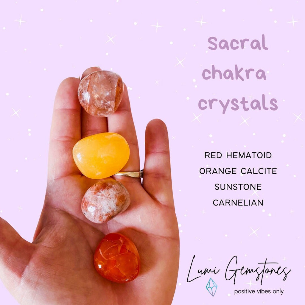 Sacral Chakra Crystal Gift Set / Balance Yourself, Heal Deep Emotional Wounds / Balance & Align Sacral Chakra / Chakra + Crystal Healing - Premium  from My Store - Just £20! Shop now at Lumi Gemstones