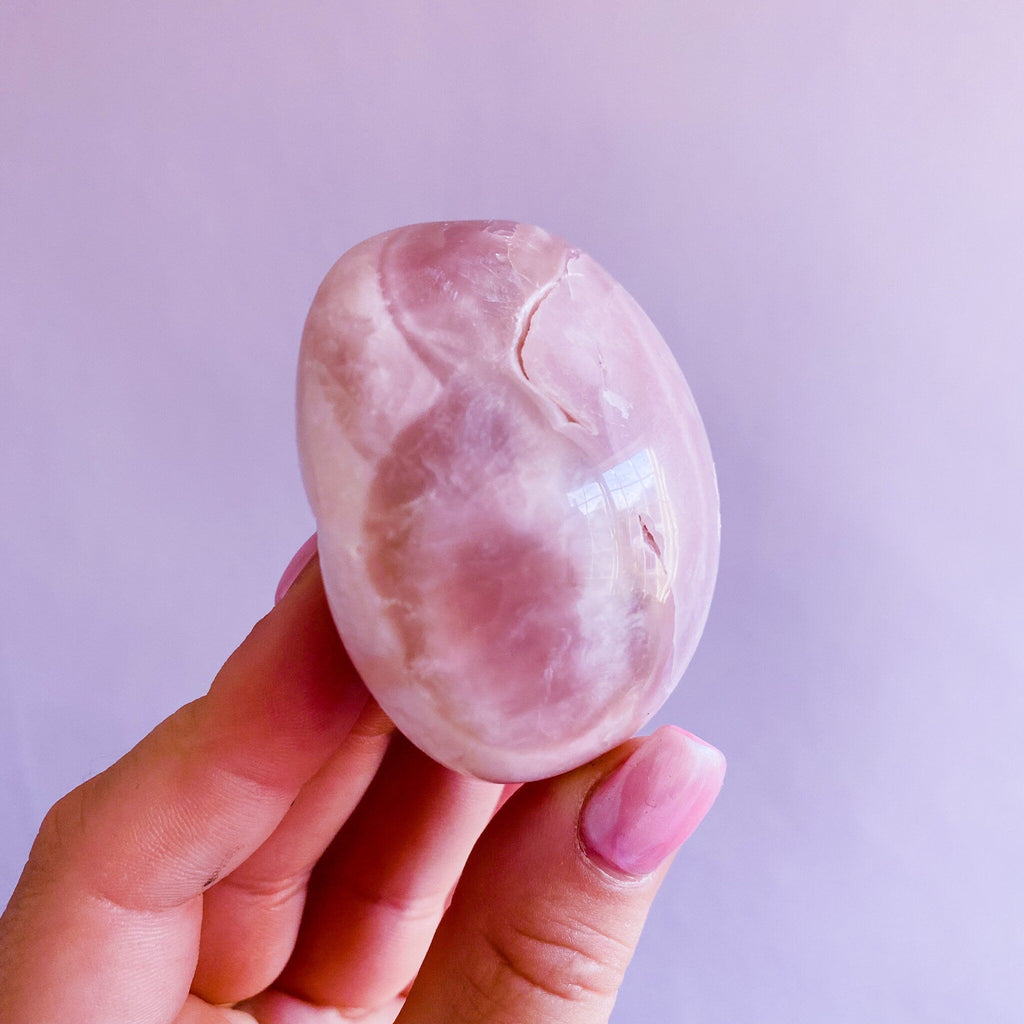 1) Large Pink Opal Crystal Palm Stone / Balances Emotions / Fills Aura With Happiness And Tranquility / Helps Kids With Trouble Sleeping - Premium  from My Store - Just £39! Shop now at Lumi Gemstones
