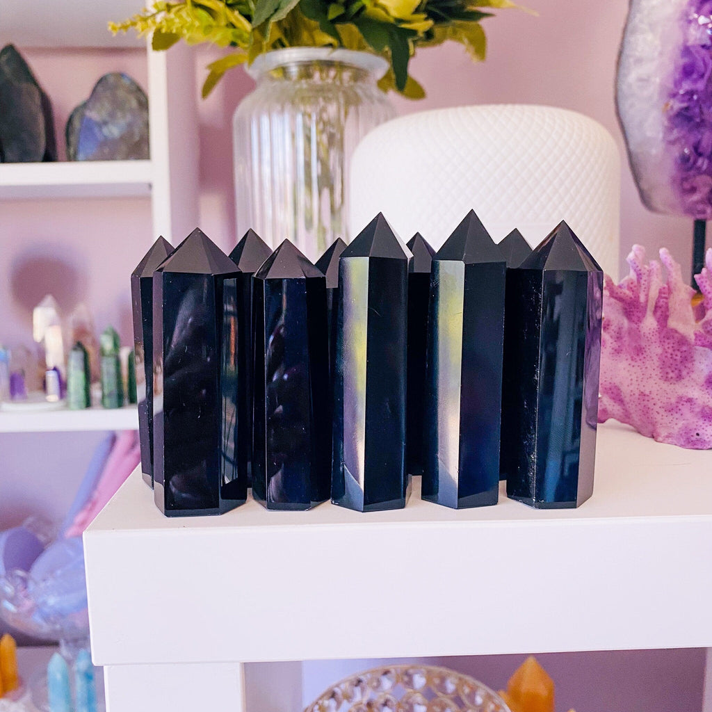 Black Obsidian Crystal Towers / Blocks Negativity / Absorbs Tension & Stress / Discourages Drama / Brings Strength And Courage - Premium  from My Store - Just £16! Shop now at Lumi Gemstones