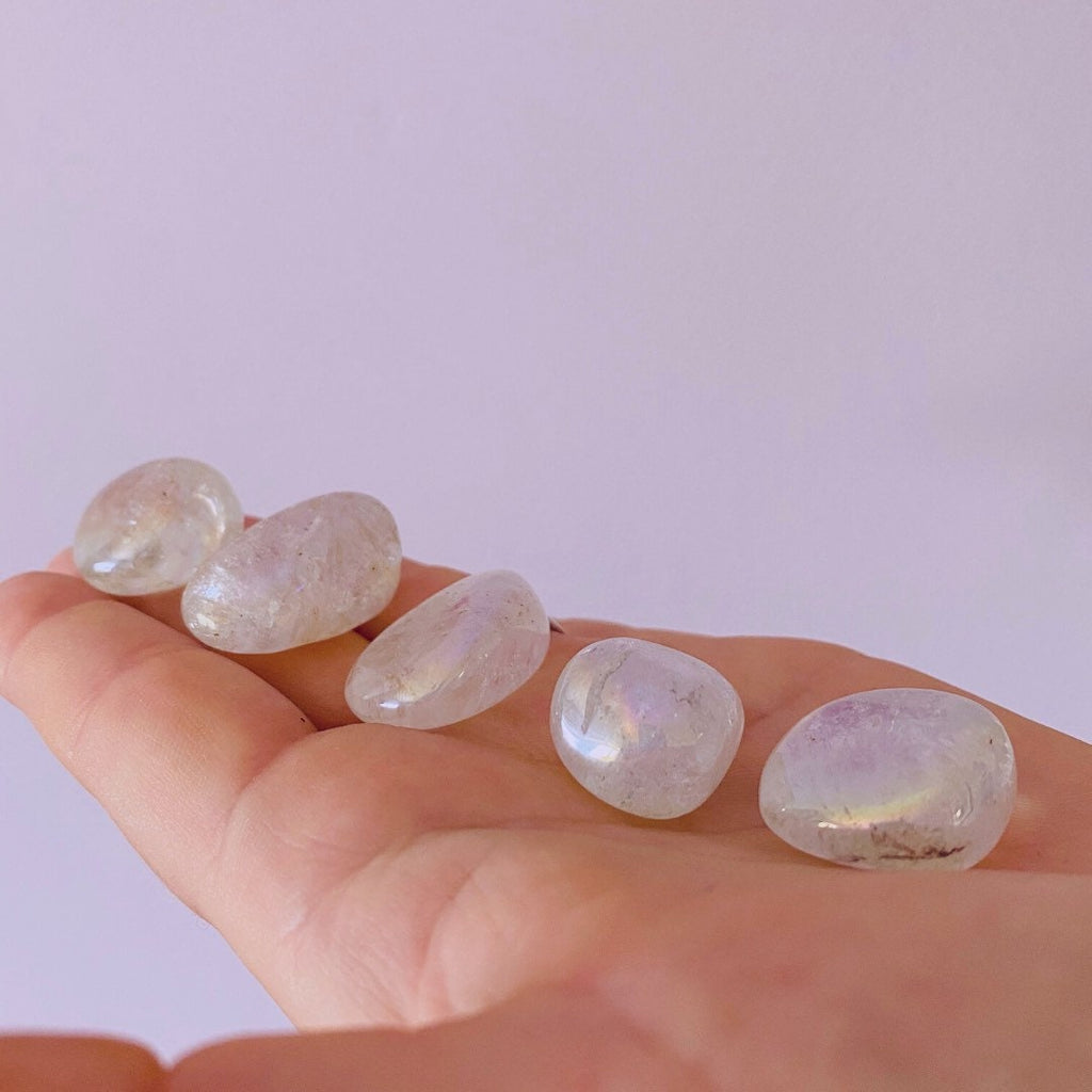 Angel Aura Quartz Crystal Tumblestones / Rainbow Aura / Connect To Your Angel Guides / Release Negativity / Calm Your Aura - Premium  from My Store - Just £5.95! Shop now at Lumi Gemstones