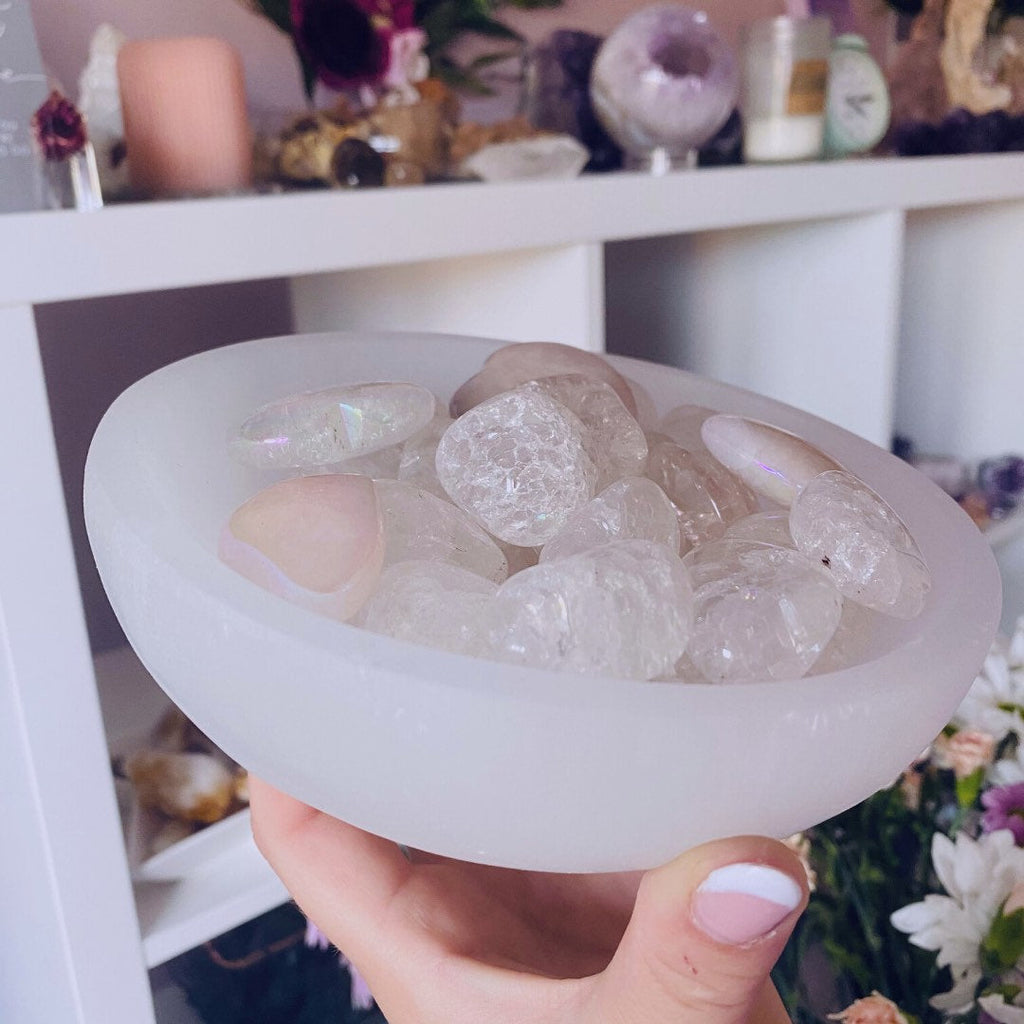 Selenite 15cm Cleansing & Charging Large Crystal Bowl / Cleanse Crystals / Helps You To Deal With Abuse / Good For Acne, Psoriasis, Eczema - Premium  from My Store - Just £45! Shop now at Lumi Gemstones