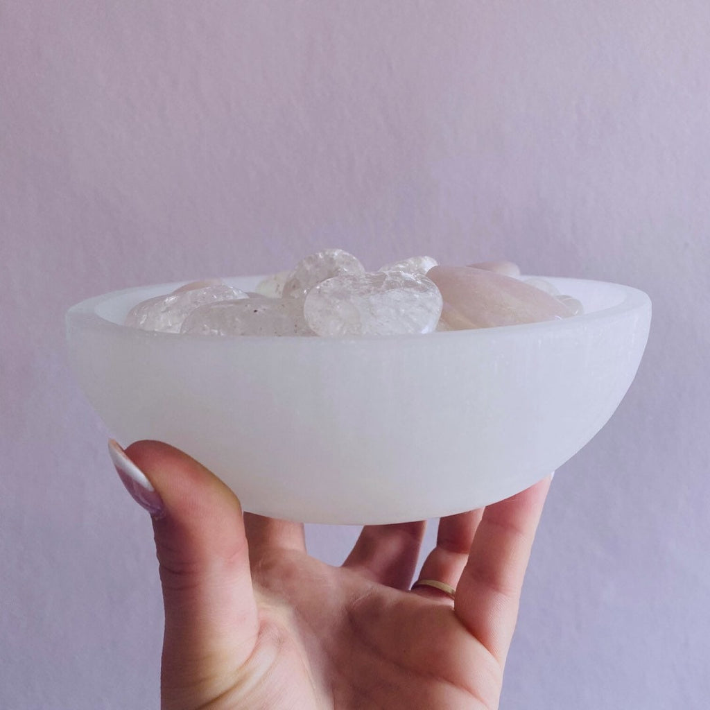 Selenite 15cm Cleansing & Charging Large Crystal Bowl / Cleanse Crystals / Helps You To Deal With Abuse / Good For Acne, Psoriasis, Eczema - Premium  from My Store - Just £45! Shop now at Lumi Gemstones