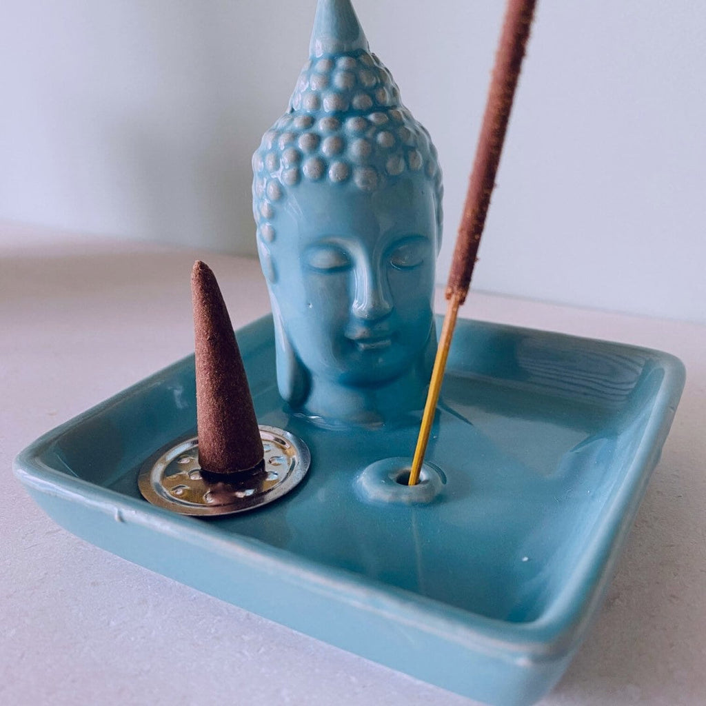 Ceramic Buddha Incense Stick & Cone Holder With Free Incense Cones / Incense Stick Holder / Incense Sticks, Incense Cones / Home Fragrance - Premium  from My Store - Just £9.95! Shop now at Lumi Gemstones