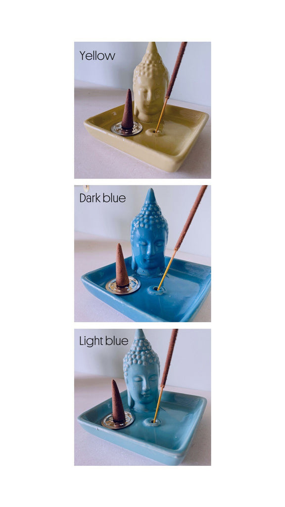 Ceramic Buddha Incense Stick & Cone Holder With Free Incense Cones / Incense Stick Holder / Incense Sticks, Incense Cones / Home Fragrance - Premium  from My Store - Just £9.95! Shop now at Lumi Gemstones