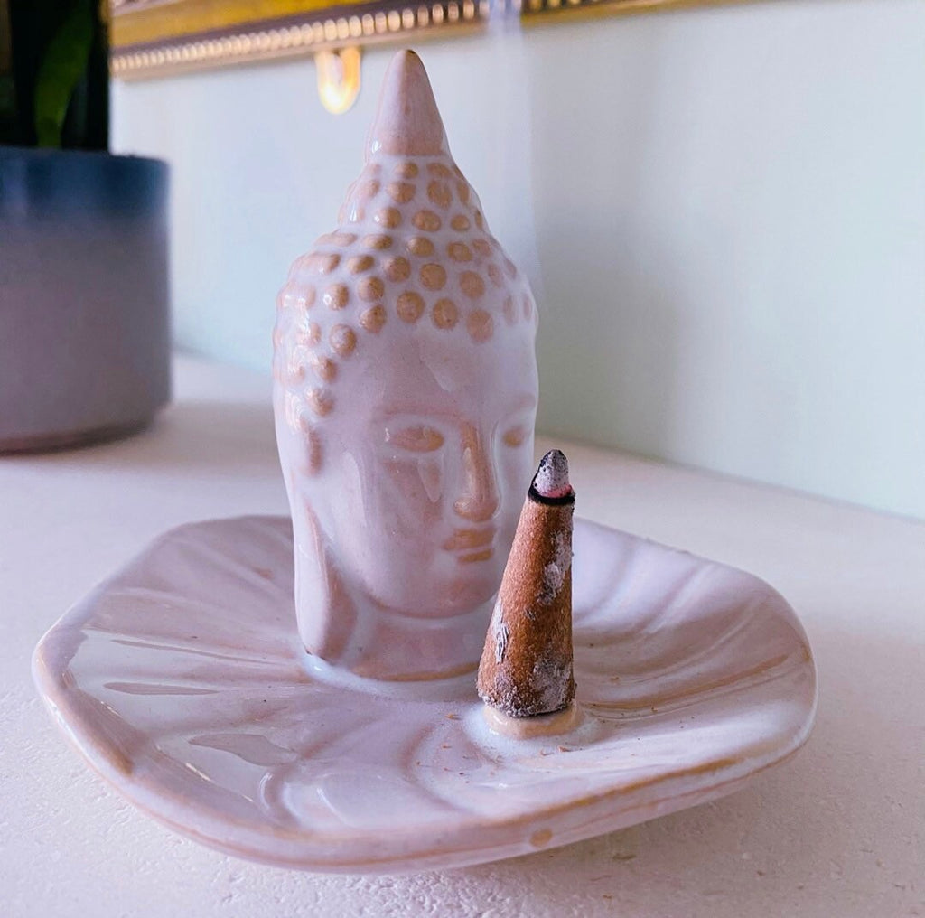 Ceramic Buddha Incense Stick & Cone Holder With Free Incense Cones / Incense Stick Holder / Incense Sticks, Incense Cones / Home Fragrance