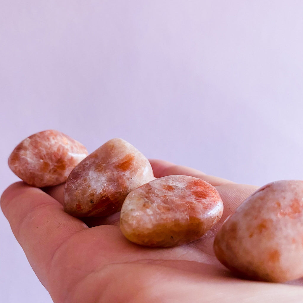 Sunstone Shimmery Large Crystal Tumblestones / Relieves Depression, Low Mood, Anxiety / Encourages Optimism, Originality & Independence - Premium  from My Store - Just £8.95! Shop now at Lumi Gemstones