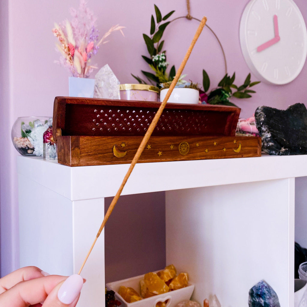 Natural Wooden Sun, Moon + Star Incense Holder / Free Incense Sticks / Incense Stick Holder / Incense Sticks / Home Decor / Crystal Cleanse - Premium  from My Store - Just £19.95! Shop now at Lumi Gemstones