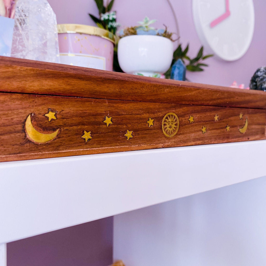 Natural Wooden Sun, Moon + Star Incense Holder / Free Incense Sticks / Incense Stick Holder / Incense Sticks / Home Decor / Crystal Cleanse - Premium  from My Store - Just £19.95! Shop now at Lumi Gemstones