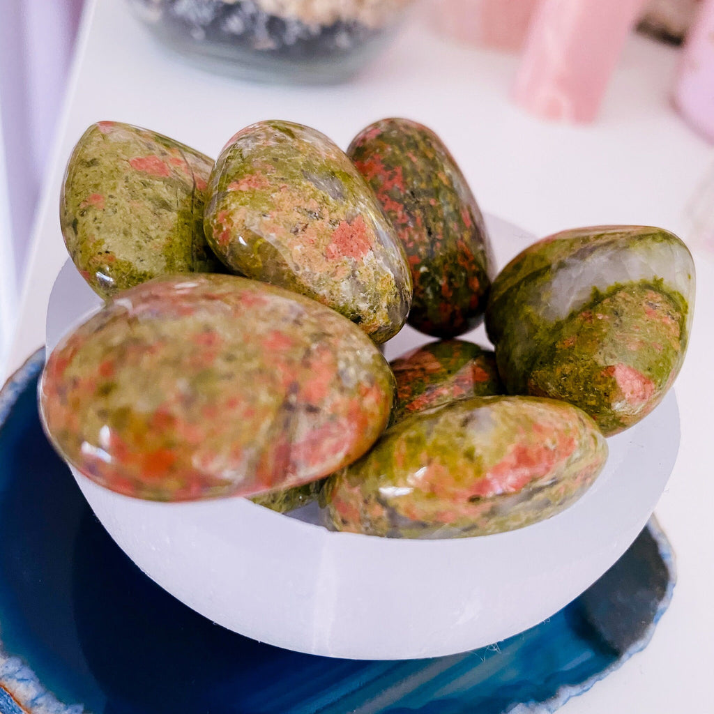 Unakite Jasper Crystal Love Hearts / Balances The Emotional Body / A Great Healer For The Body & Mind / Nurturing, Loving, Compassionate - Premium  from My Store - Just £7.50! Shop now at Lumi Gemstones