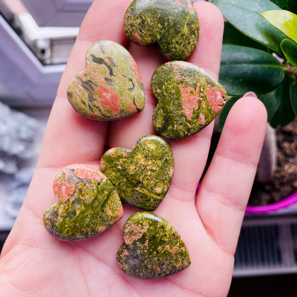 Unakite Jasper Crystal Flat Love Hearts / Balances The Emotional Body / A Great Healer For The Body & Mind / Nurturing, Loving, Compassion - Premium  from My Store - Just £6.50! Shop now at Lumi Gemstones