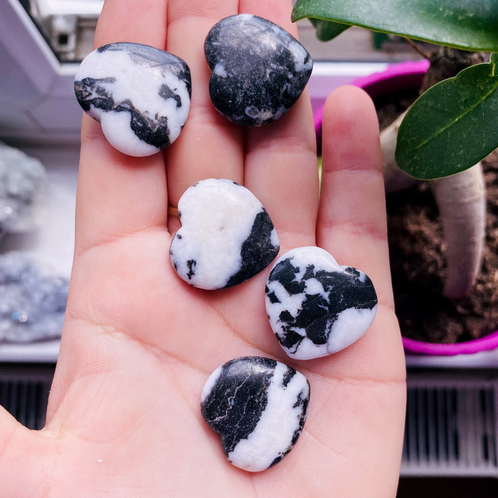 Zebra Jasper Flat Crystal Love Hearts / Energetic, Motivating, Mood Lifter / Grounding, Good For Meditation / Helps You Find Balance In Life - Premium  from My Store - Just £6.50! Shop now at Lumi Gemstones
