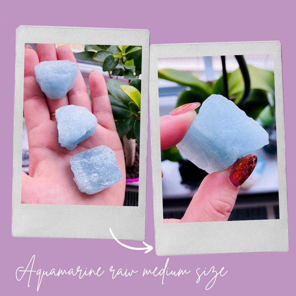 Aquamarine Large & Medium Raw Rough Crystals / Discourages Miscarriage / Quietens A Busy Mind / Reduces Stress / Increases Courage - Premium  from My Store - Just £9.95! Shop now at Lumi Gemstones