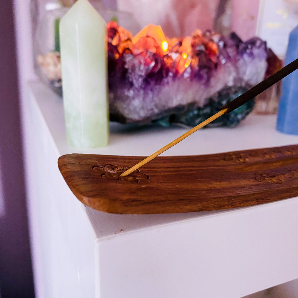 Natural Wooden Flower Incense Stick Holder / Incense Stick Holder / Incense Sticks, Incense Cones / Home Fragrance / Crystal Cleanse - Premium  from My Store - Just £3.95! Shop now at Lumi Gemstones