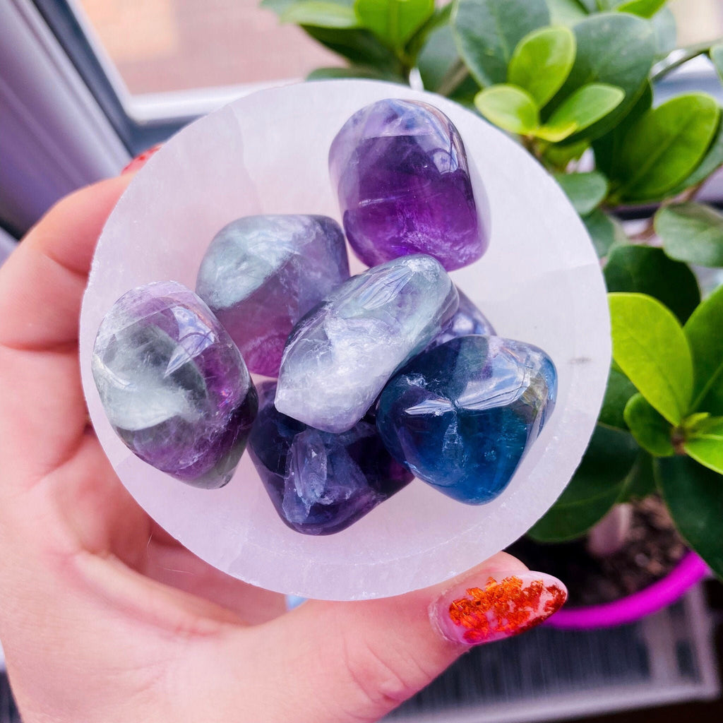 Rainbow Fluorite Medium Crystal Tumblestones / Absorbs Anxiety, Stress, Tension / Concentration / Good For Exams, New Job, Course Work - Premium  from My Store - Just £5.95! Shop now at Lumi Gemstones