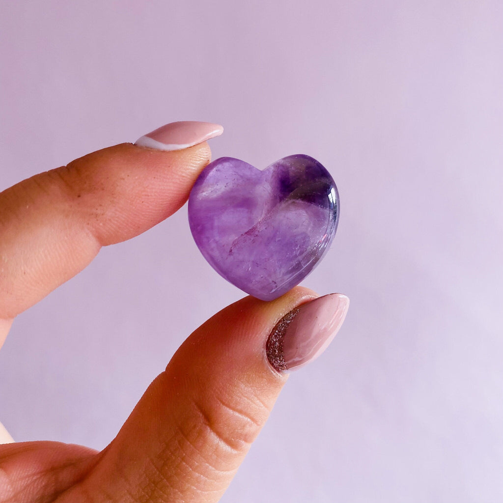Amethyst Crystal Love Hearts / Great Healer / Good For Sleeping Troubles / Great For Migraines & Headaches / Promotes A Calm Atmosphere - Premium  from My Store - Just £6.99! Shop now at Lumi Gemstones