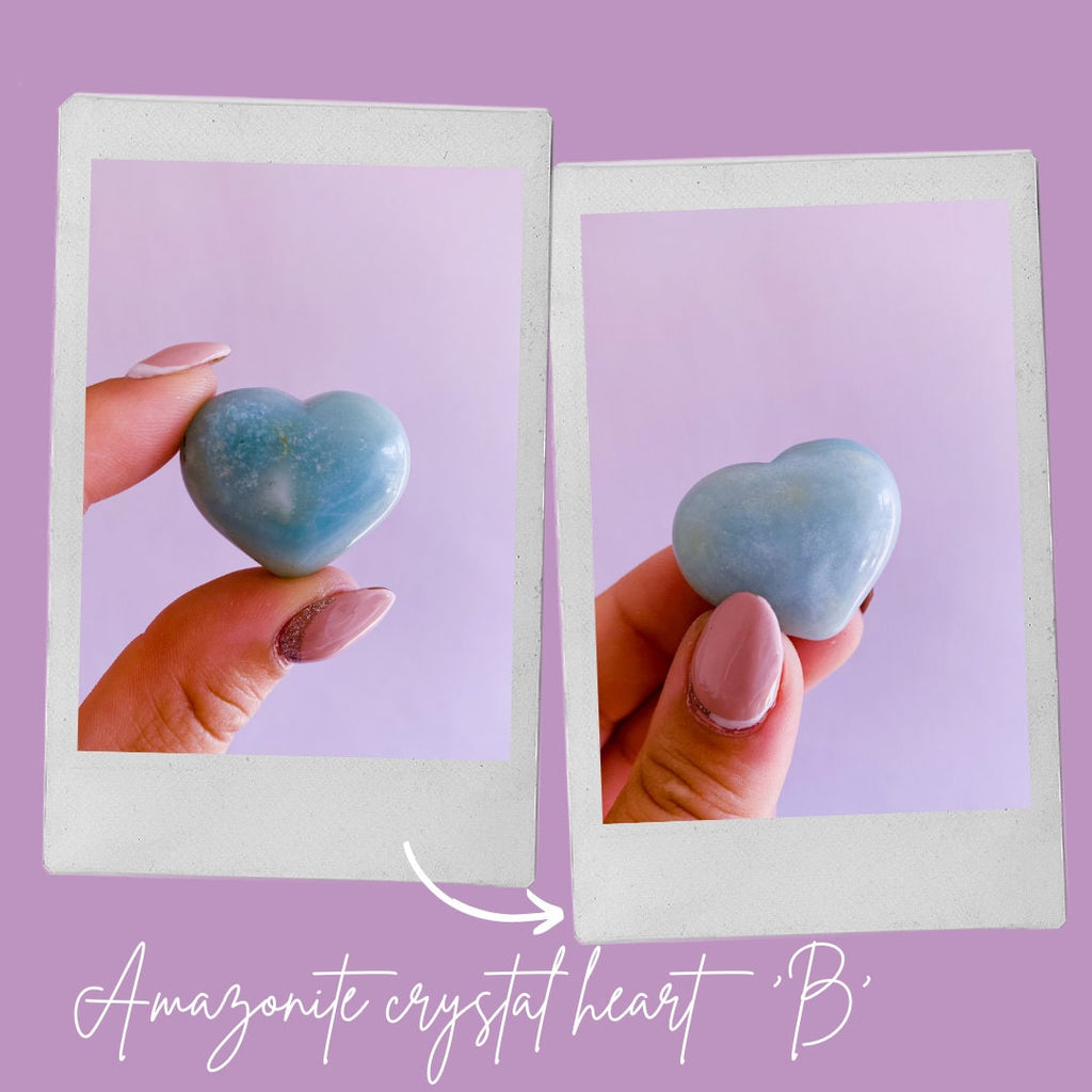 Amazonite Crystal Love Hearts / Calming, Soothing, Calms Bad Tempers, Allows You To Express True Thoughts & Feelings / Provides Harmony - Premium  from My Store - Just £4! Shop now at Lumi Gemstones