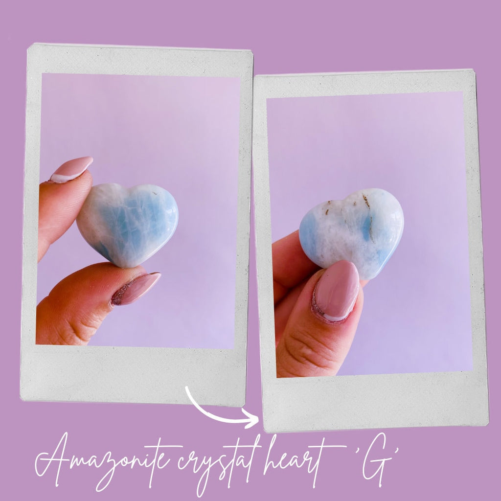 Amazonite Crystal Love Hearts / Calming, Soothing, Calms Bad Tempers, Allows You To Express True Thoughts & Feelings / Provides Harmony - Premium  from My Store - Just £4! Shop now at Lumi Gemstones