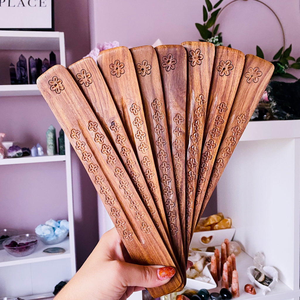 Natural Wooden Flower Incense Stick Holder / Incense Stick Holder / Incense Sticks, Incense Cones / Home Fragrance / Crystal Cleanse - Premium  from My Store - Just £3.95! Shop now at Lumi Gemstones