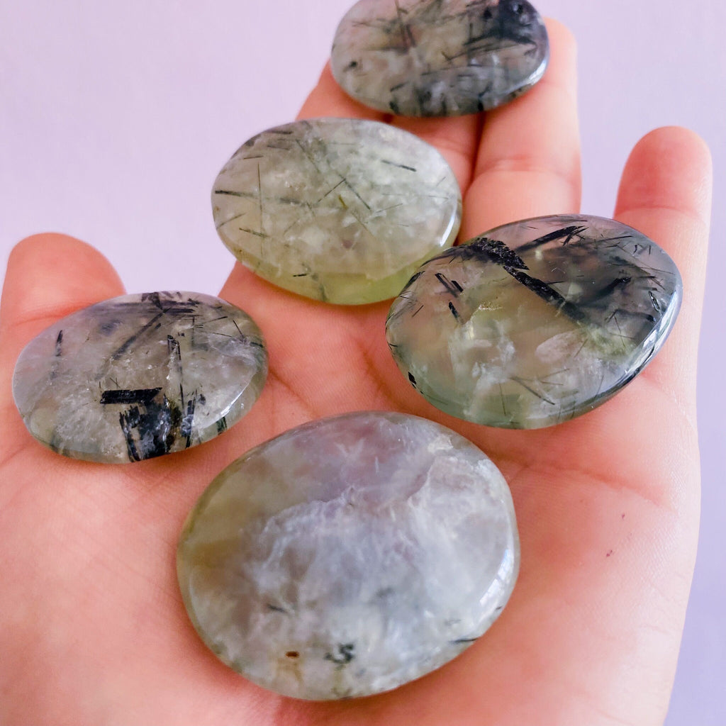 Prehnite With Epidote Crystal Flat Stones / Enhances Inner Knowing & Gut Instinct / A Healer For The Healers / Helps You To Move On - Premium  from My Store - Just £12.50! Shop now at Lumi Gemstones