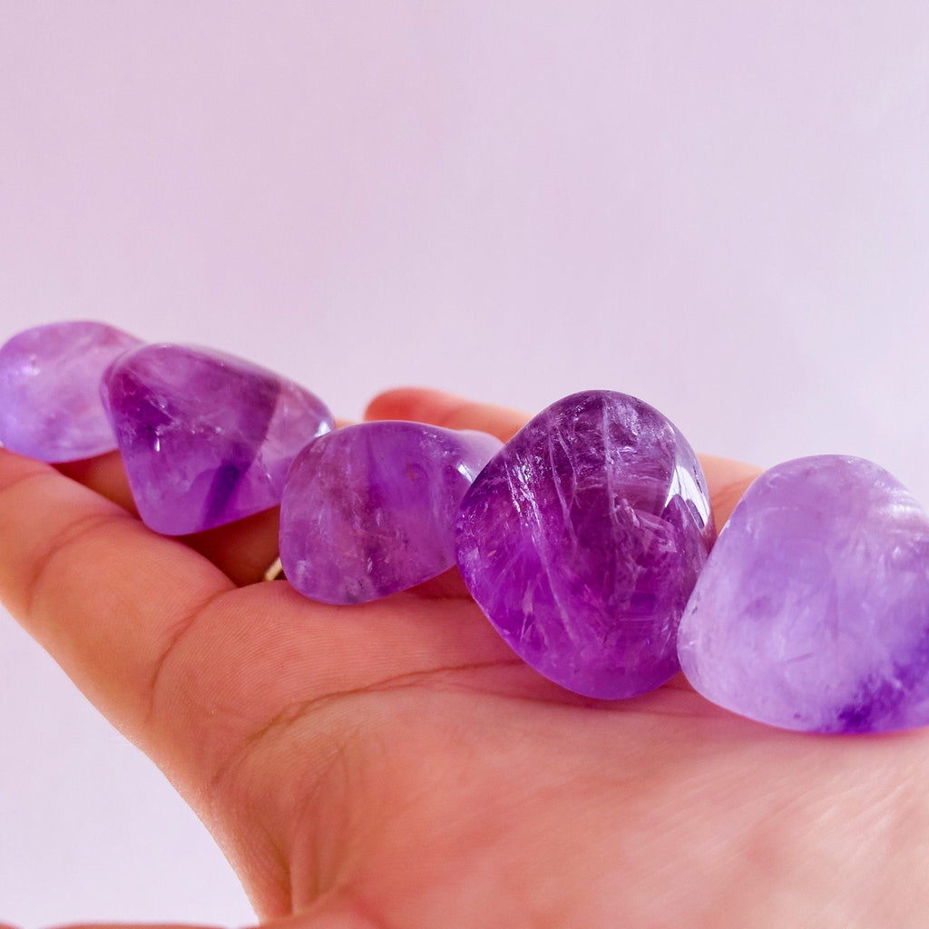 Chunky Amethyst Grade A Crystal Tumblestones / Great Healer, Good For Anxiety, Stress, Sleeping Troubles + Migraines / Spiritual Enhancement - Premium  from My Store - Just £5.50! Shop now at Lumi Gemstones