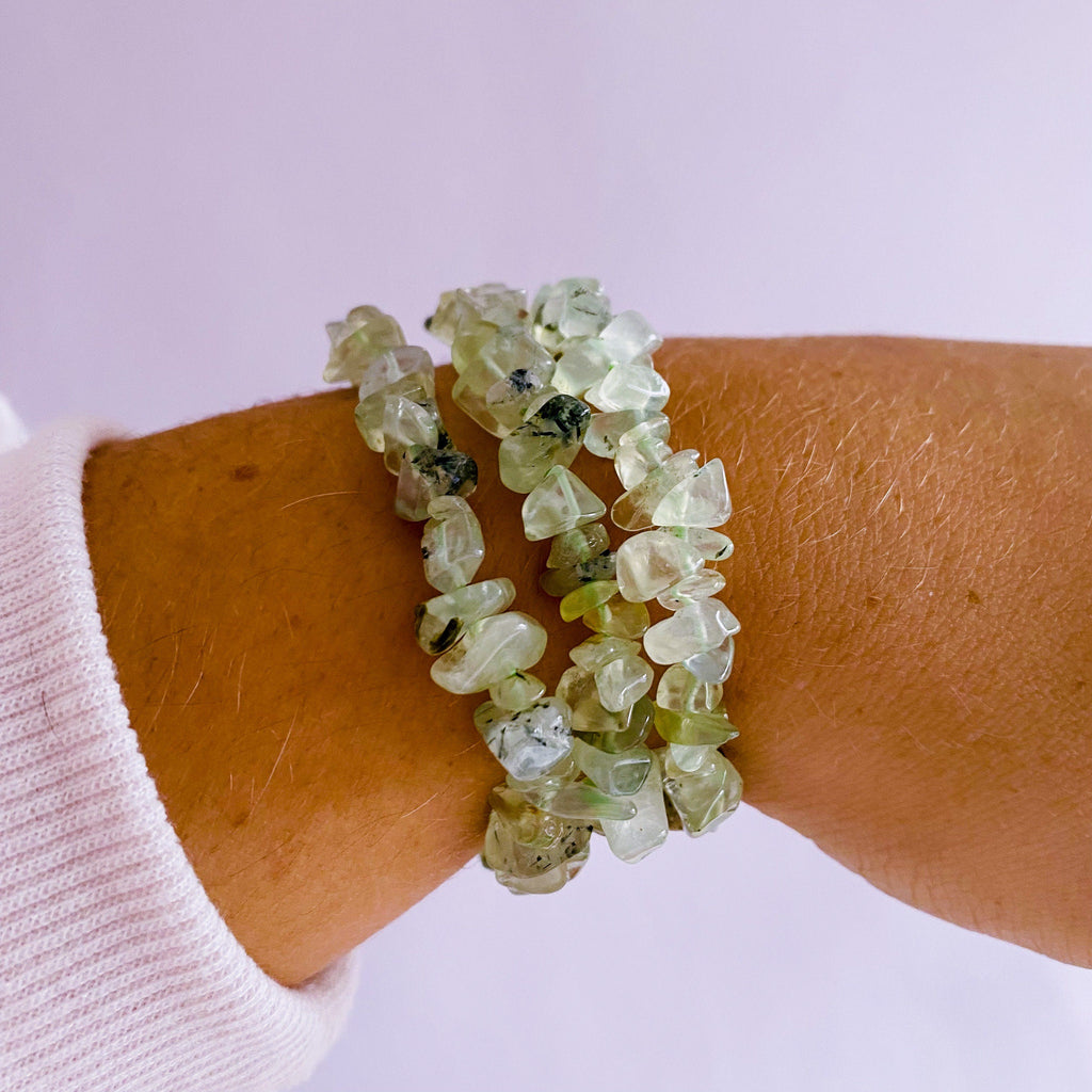 Prehnite With Epidote Crystal Chip Bracelets / Enhances Inner Knowing & Gut Instinct / A Healer For The Healers / Helps You To Move On - Premium  from My Store - Just £9.95! Shop now at Lumi Gemstones