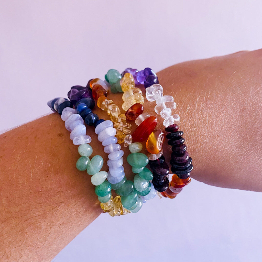 Chakra Crystal Chip Bracelet / Aligns Your Chakras / Removes Energy Blockages & Heals Deep Emotional Wounds / Multiple Benefits! - Premium  from My Store - Just £6.95! Shop now at Lumi Gemstones