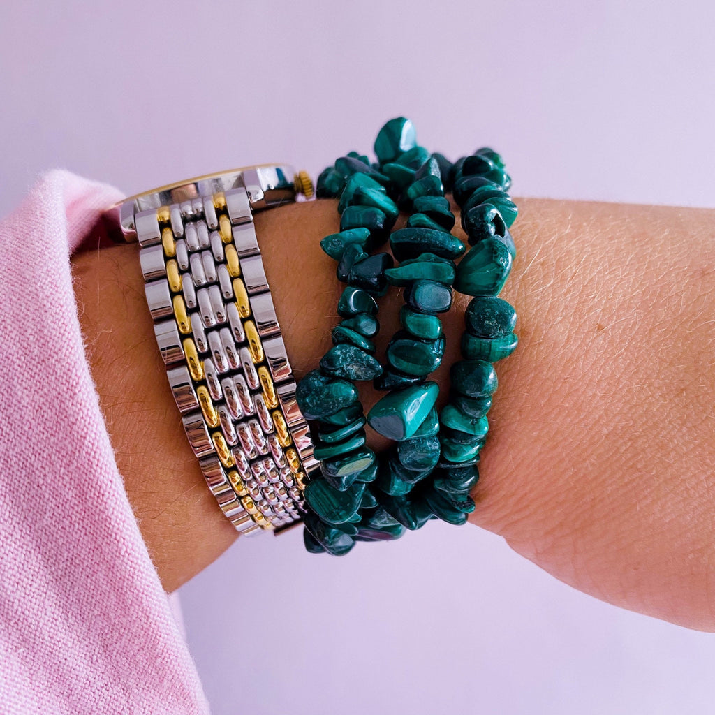 Malachite Crystal Chip Bracelets / Removes Negative Energy / Manifesting Intention Setting Crystal / ‘The Crystal Of Transformation’ - Premium  from My Store - Just £9.95! Shop now at Lumi Gemstones