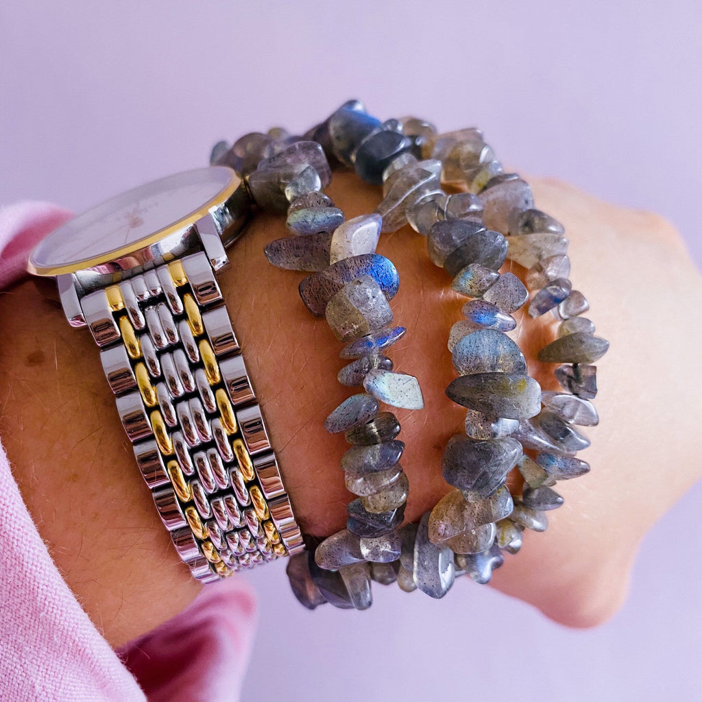 Flashy Labradorite Grade A Crystal Chip Bracelets / Helps Transformation & Change, Inspires You To Achieve Your Dreams / Uplifts Your Mood - Premium  from My Store - Just £6.95! Shop now at Lumi Gemstones