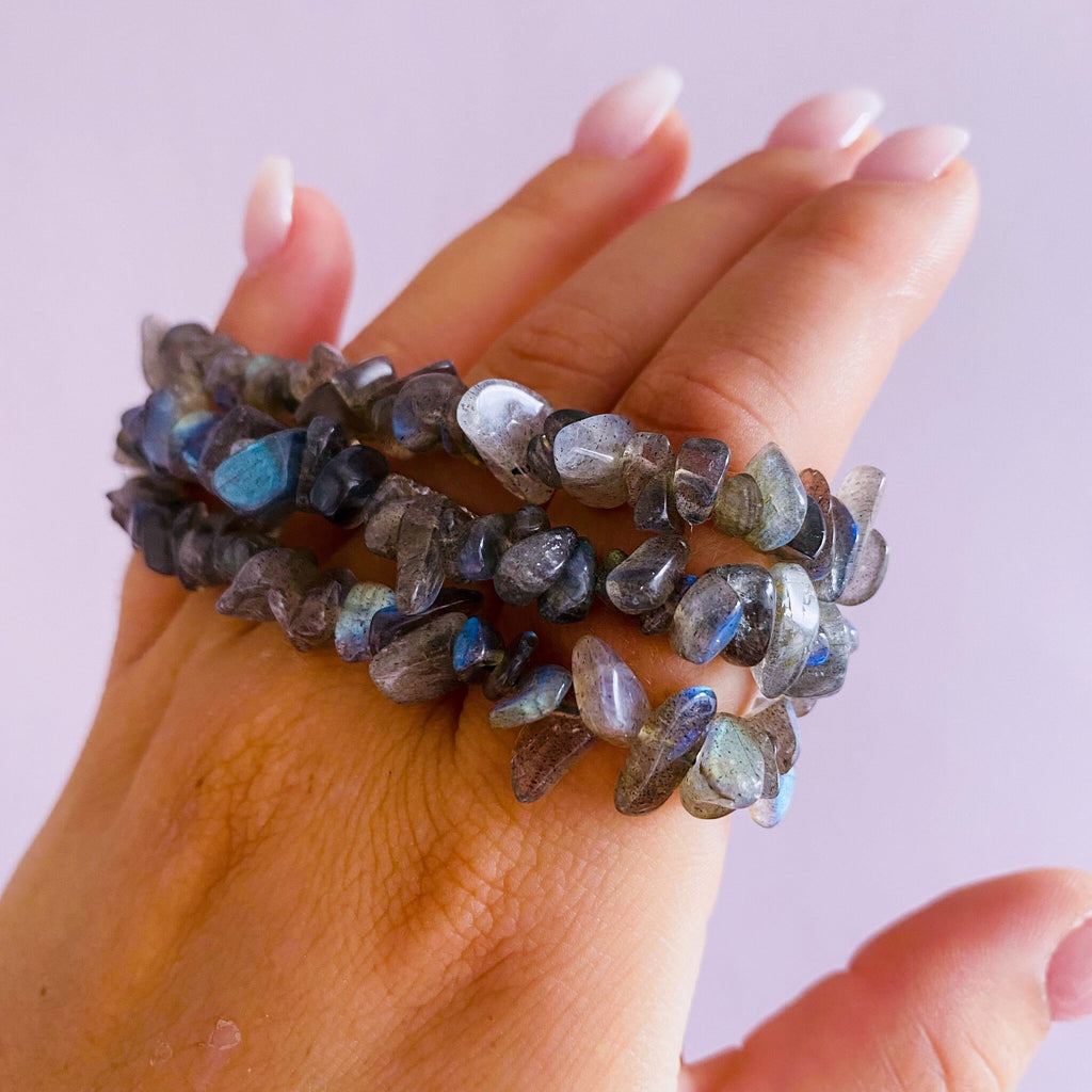 Flashy Labradorite Grade A Crystal Chip Bracelets / Helps Transformation & Change, Inspires You To Achieve Your Dreams / Uplifts Your Mood - Premium  from My Store - Just £7.95! Shop now at Lumi Gemstones