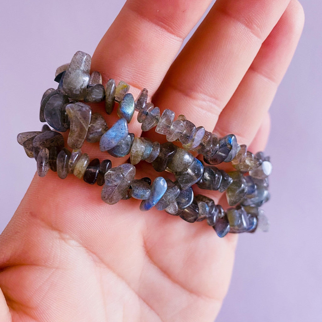 Flashy Labradorite Grade A Crystal Chip Bracelets / Helps Transformation & Change, Inspires You To Achieve Your Dreams / Uplifts Your Mood - Premium  from My Store - Just £6.95! Shop now at Lumi Gemstones