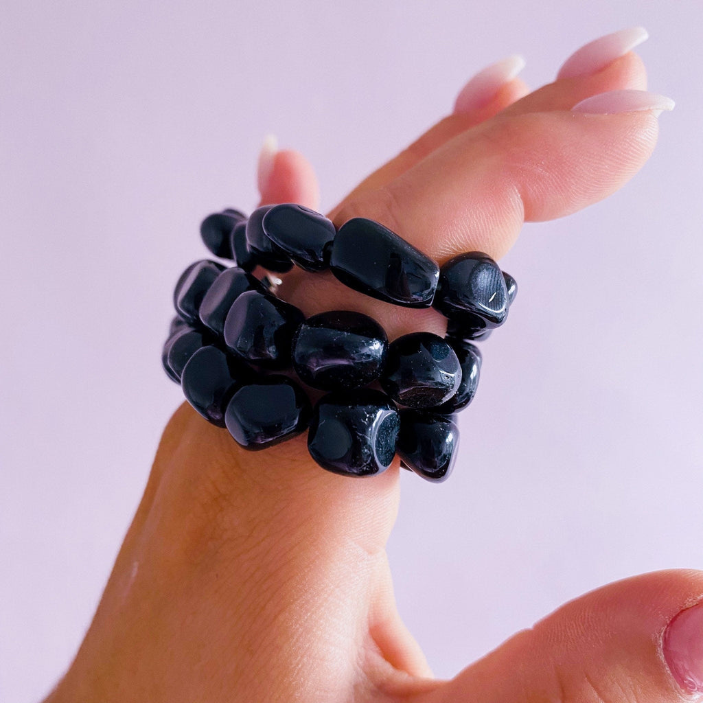 Black Obsidian Crystal Tumblestone Bracelets / Blocks Negativity / Absorbs Tension & Stress / Grounding / Super Protective / Reduces Anger - Premium  from My Store - Just £6.95! Shop now at Lumi Gemstones