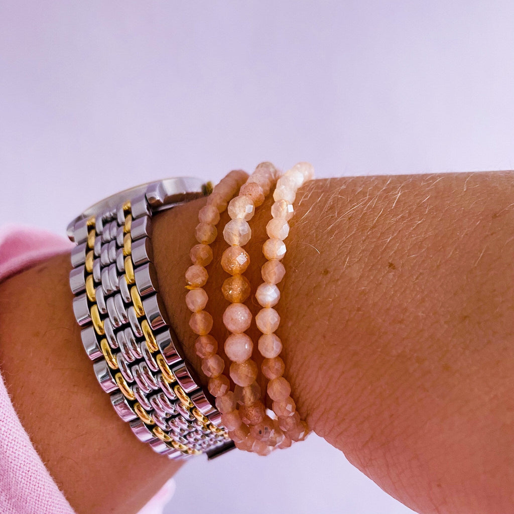 Peach Moonstone Faceted Crystal Bracelets / Soothes Depression, Anger, Worry & Anxiety / Beneficial For Pregnancy / Known As ‘Woman’s Stone’ - Premium  from My Store - Just £15.50! Shop now at Lumi Gemstones