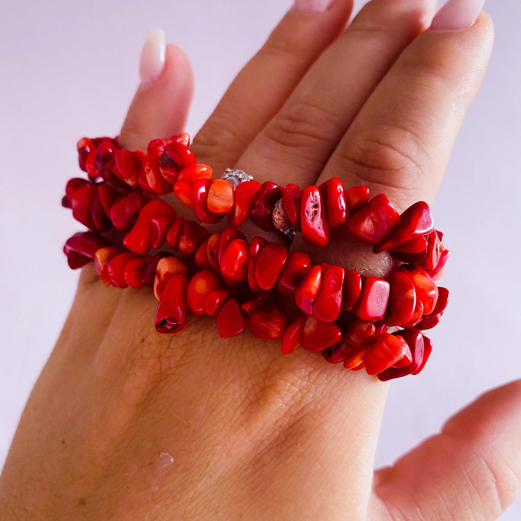 Sea Bamboo Coral Chip Bracelets / Banishes Fear, Nervousness, Anxiety & Nightmares / Tames Wild Tempers, Rages, Compulsive Disorders - Premium  from My Store - Just £7.95! Shop now at Lumi Gemstones