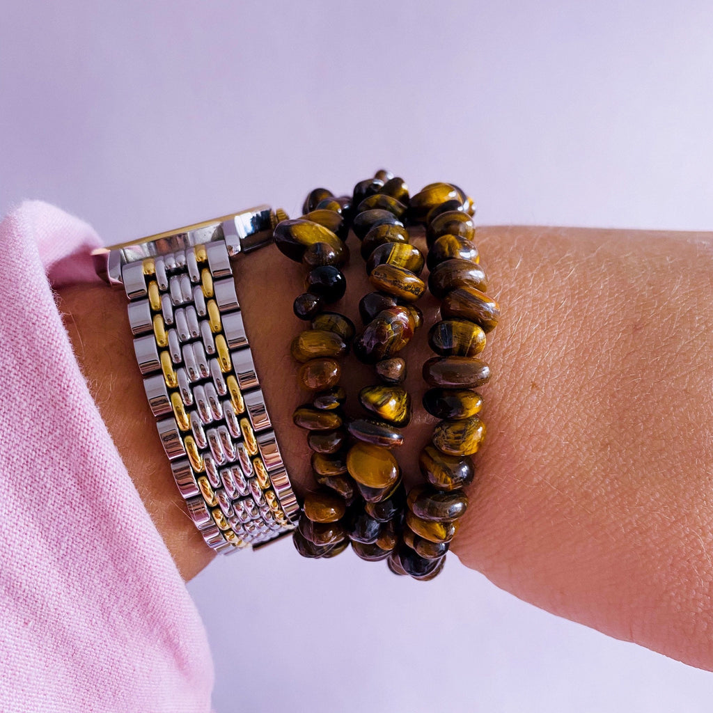 Lucky Tigers Eye Crystal Chip Bracelets / Grounding, Protective / Alleviates Fear & Anxiety / Focuses The Mind / Helps Decision Making - Premium  from My Store - Just £5.95! Shop now at Lumi Gemstones