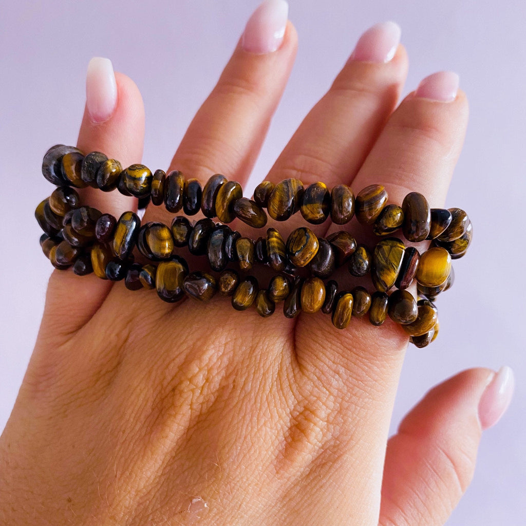 Lucky Tigers Eye Crystal Chip Bracelets / Grounding, Protective / Alleviates Fear & Anxiety / Focuses The Mind / Helps Decision Making - Premium  from My Store - Just £5.95! Shop now at Lumi Gemstones