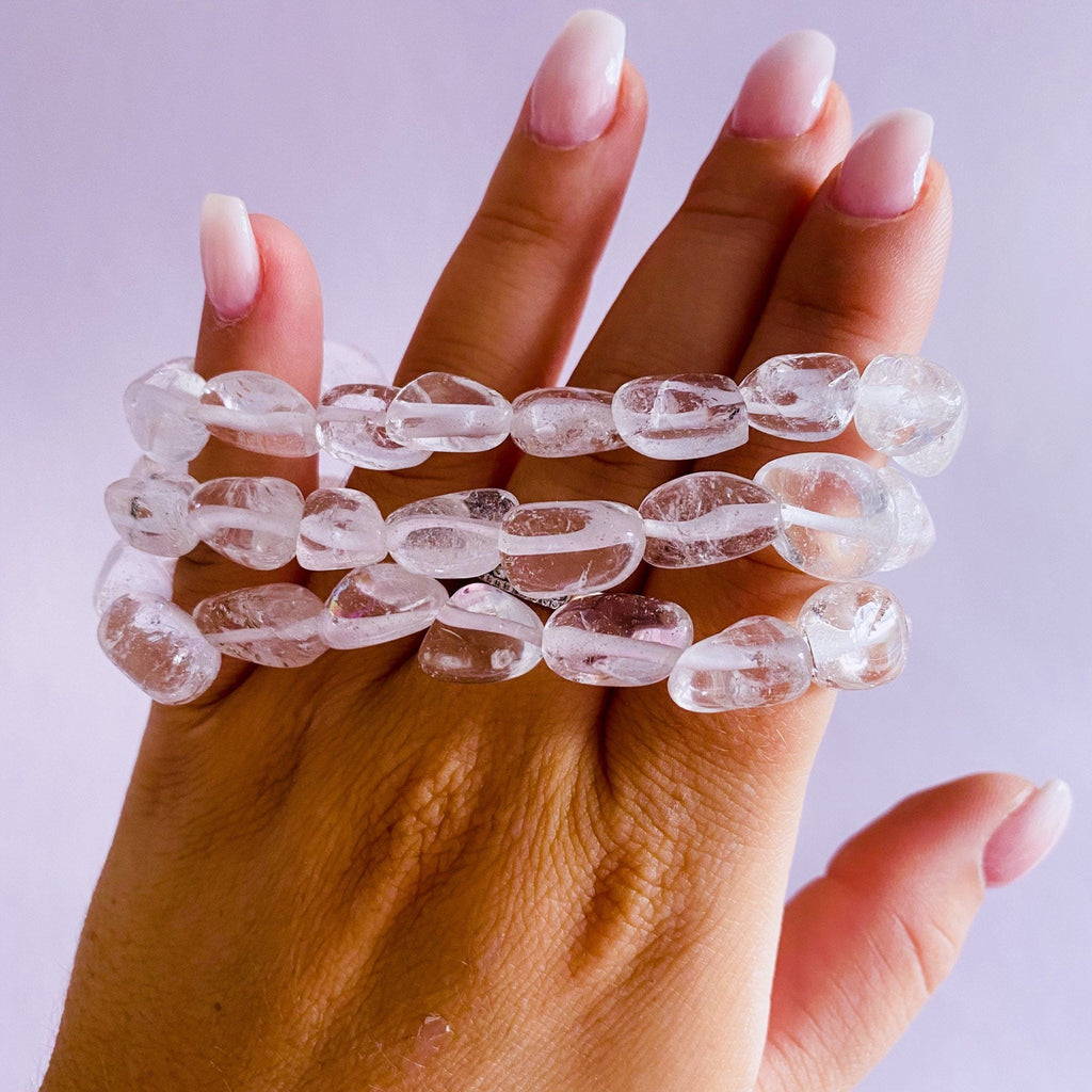 Clear Quartz Crystal Tumblestone Bracelets / ‘The Master Healer’ / Amplifies Intention & Energy / Protects Against Negativity - Premium  from My Store - Just £7.50! Shop now at Lumi Gemstones