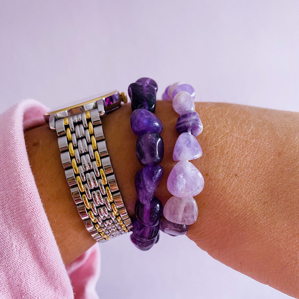 Amethyst Crystal Tumblestone Chunky Bracelets / Great Healer, Good For Anxiety & Claming / Good For Sleeping Troubles / Great For Migraines - Premium  from My Store - Just £5! Shop now at Lumi Gemstones
