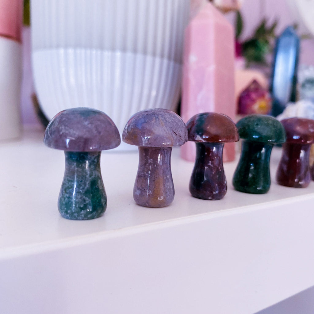 Bloodstone Crystal Mushroom Toadstools / Good For Blood Related Cancer / Grounding, Protective / Reduces Irritability & Aggressiveness - Premium  from My Store - Just £8! Shop now at Lumi Gemstones