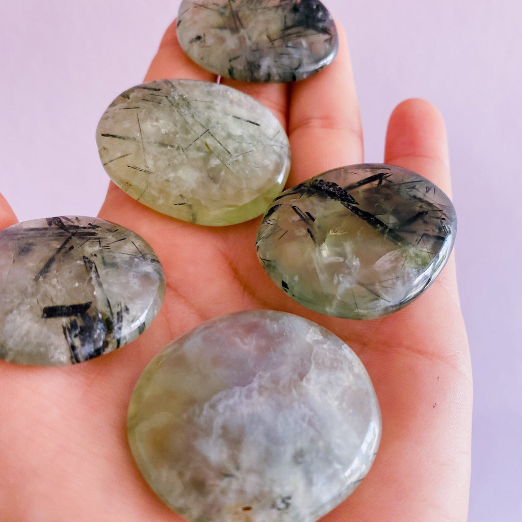 Prehnite With Epidote Crystal Flat Stones / Enhances Inner Knowing & Gut Instinct / A Healer For The Healers / Helps You To Move On - Premium  from My Store - Just £9.99! Shop now at Lumi Gemstones