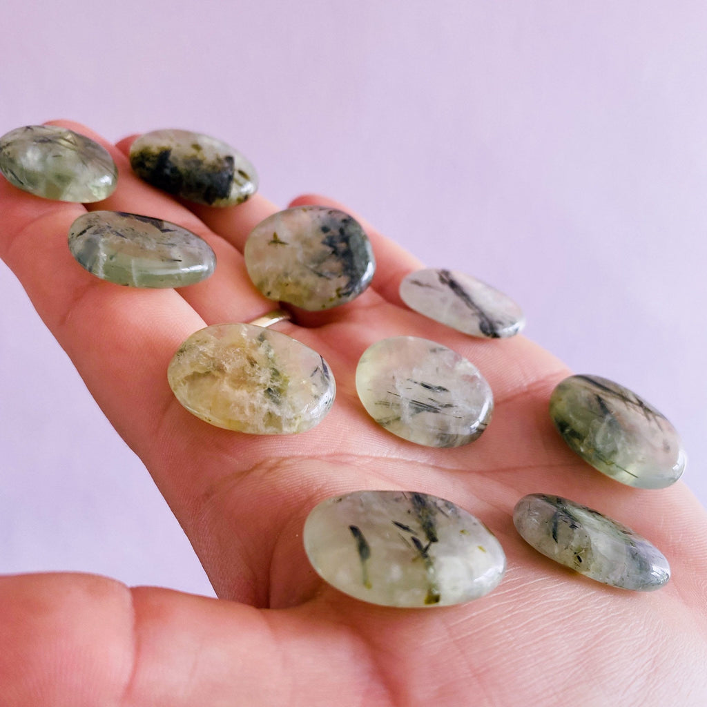 Prehnite With Epidote Crystal Mini Flat Stones / Enhances Inner Knowing & Gut Instinct / A Healer For The Healers / Helps You To Move On - Premium  from My Store - Just £5.95! Shop now at Lumi Gemstones