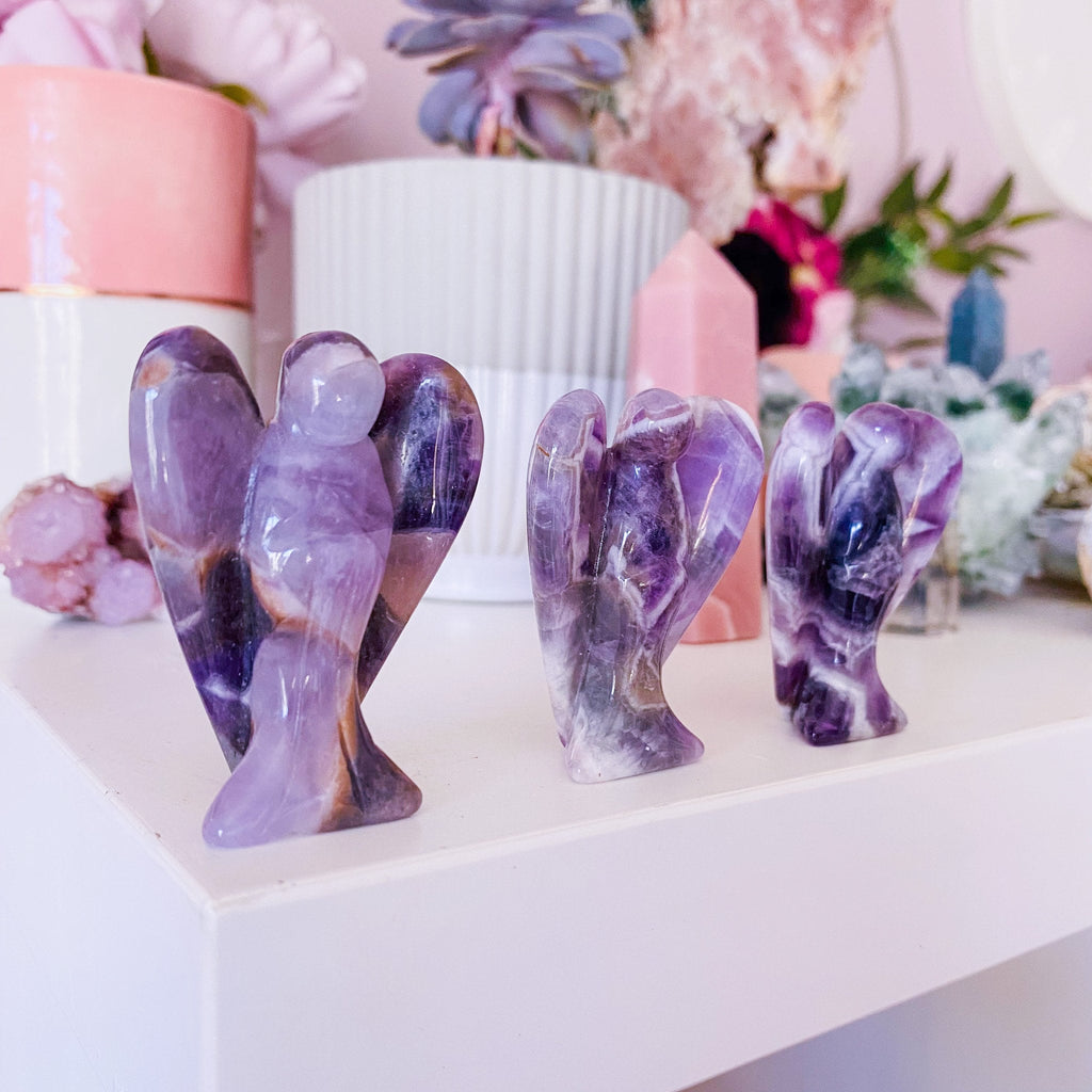 Chevron Dream Amethyst Crystal Angels / Great Healer, Good For Anxiety & Calming / Good For Sleeping Troubles / Great For Migraines - Premium  from My Store - Just £23! Shop now at Lumi Gemstones