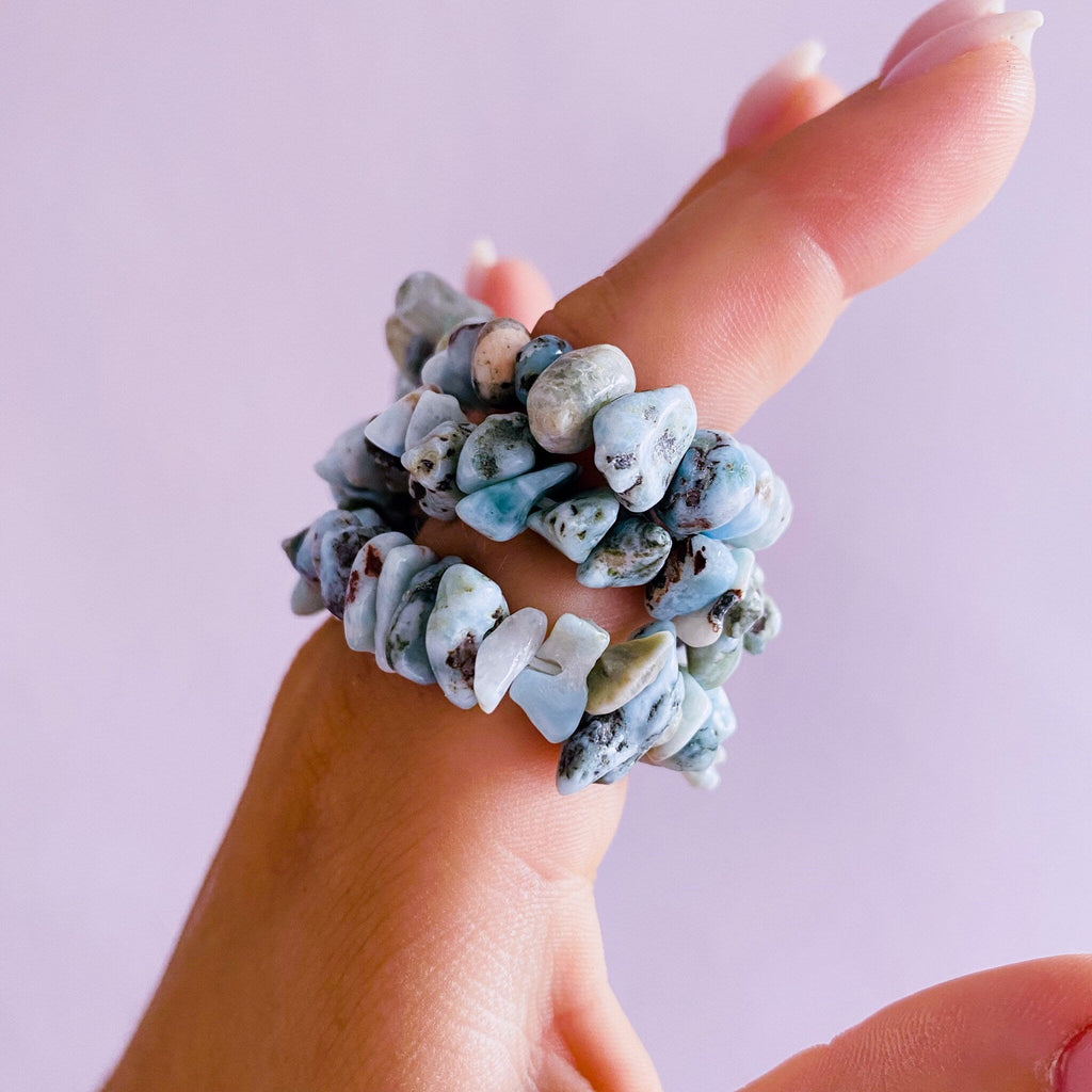 Larimar Crystal Chip Bracelets / Encourages A Relaxing, Calm Atmosphere / Good For New Mums & Post Natal Depression / Helps Fear - Premium  from My Store - Just £6.95! Shop now at Lumi Gemstones