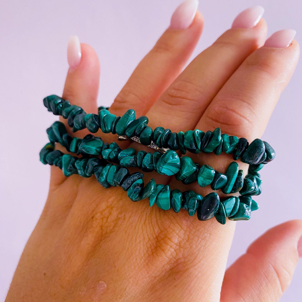 Malachite Crystal Chip Bracelets / Removes Negative Energy / Manifesting Intention Setting Crystal / ‘The Crystal Of Transformation’ - Premium  from My Store - Just £9.95! Shop now at Lumi Gemstones