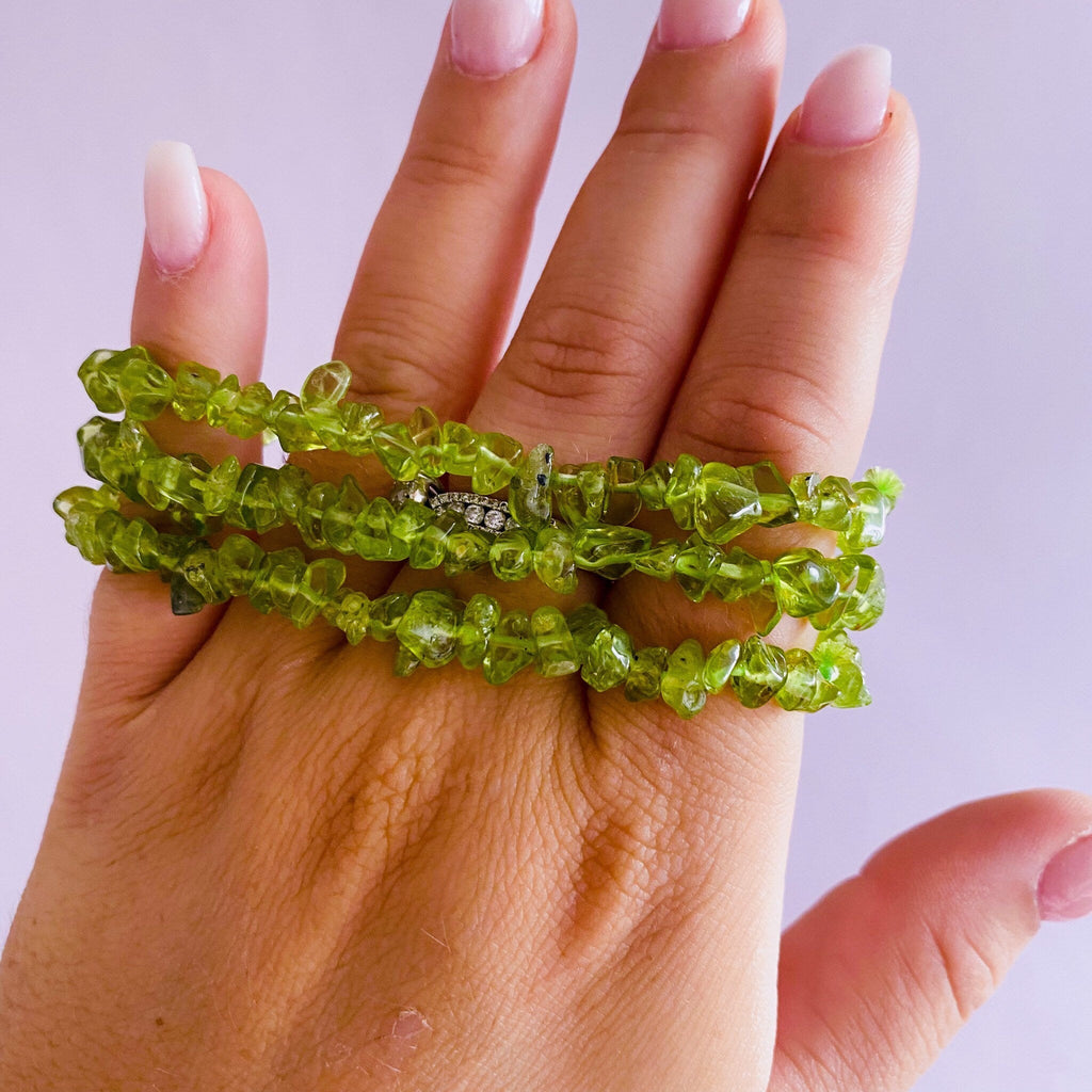 Peridot Crystal Chip Bracelets / Reduces Jealousy, Stress, Irritation, Anger, Resentment & Spite / Encourage Positivity And Accepting Change - Premium  from My Store - Just £9.99! Shop now at Lumi Gemstones