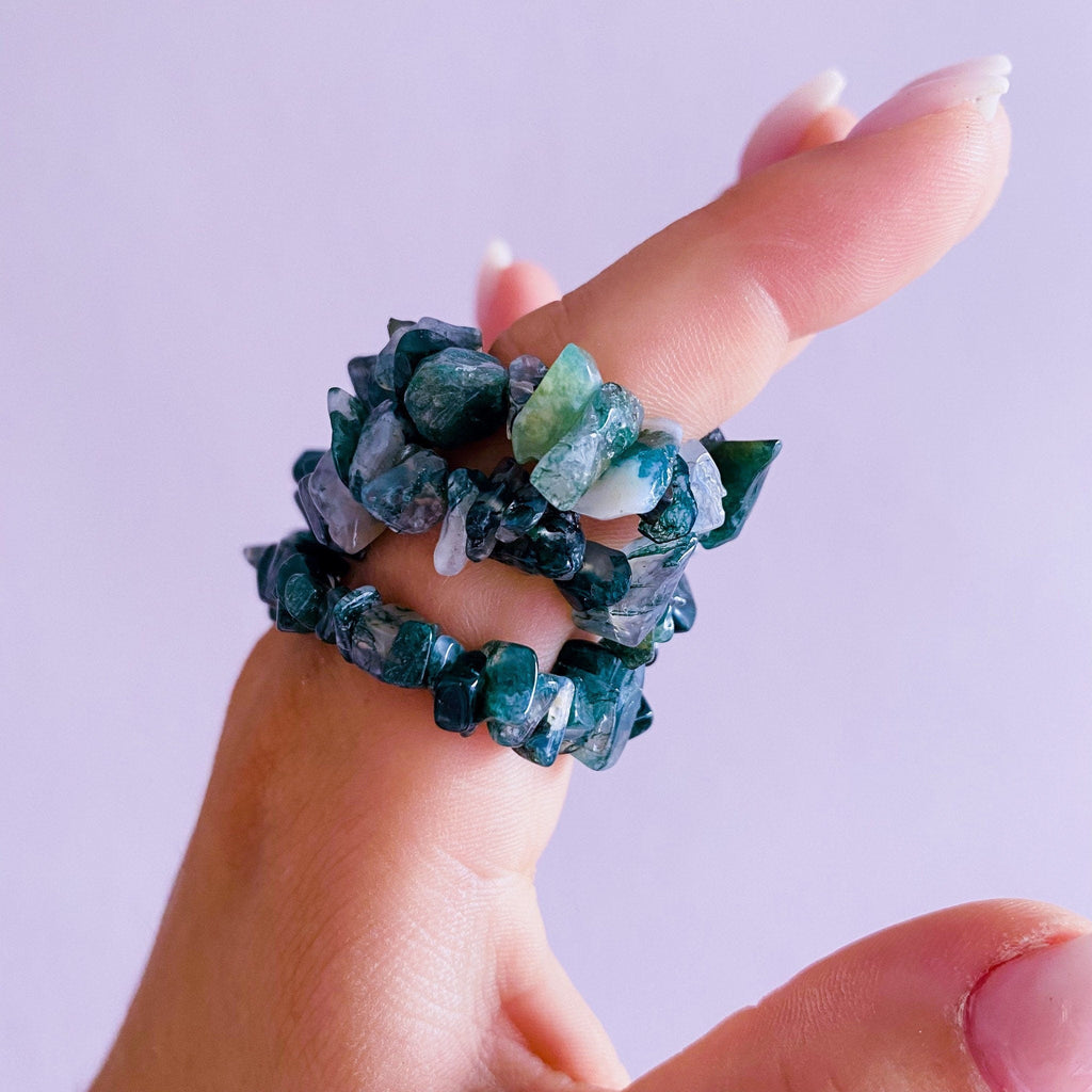 Green Moss Agate Crystal Chip Bracelets / For New Beginnings / Refreshes The Soul / Improves Self Esteem / Reduces Depression - Premium  from My Store - Just £4.95! Shop now at Lumi Gemstones