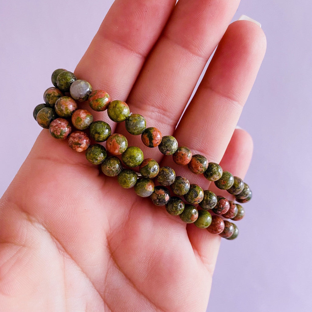 Unakite Jasper Crystal Bead Bracelets / Balances The Emotional Body / A Great Healer For The Body & Mind / Nurturing, Loving, Compassionate - Premium  from My Store - Just £12.50! Shop now at Lumi Gemstones
