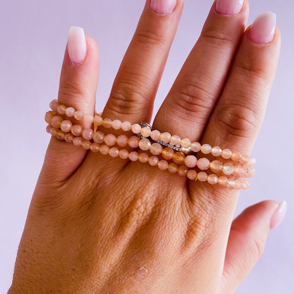 Peach Moonstone Faceted Crystal Bracelets / Soothes Depression, Anger, Worry & Anxiety / Beneficial For Pregnancy / Known As ‘Woman’s Stone’ - Premium  from My Store - Just £15.50! Shop now at Lumi Gemstones