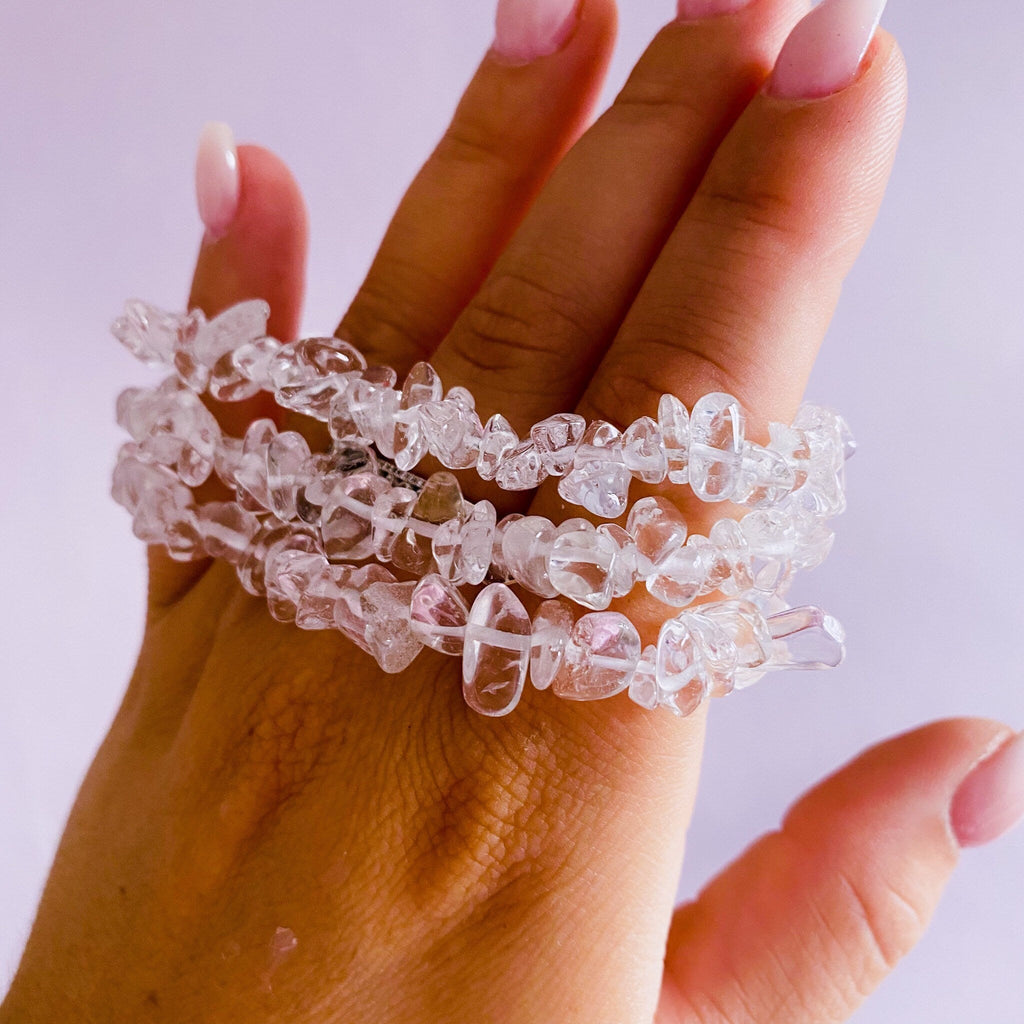 Extra Quality Clear Quartz Crystal Chip Bracelets / ‘The Master Healer’ / Amplifies Intention & Energy / Protects Against Negativity - Premium  from My Store - Just £5.50! Shop now at Lumi Gemstones
